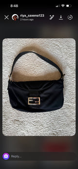 Fendi black jersey baguette
