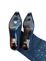 Bruno Magli grey felt boots with pink flower details (8.5B)