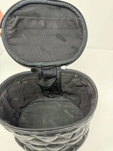Moschino Black Leather Oval Quilted Heart Vanity Bag