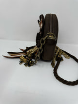 Moschino Brown Round Ribbon Bag Crossbody Purse