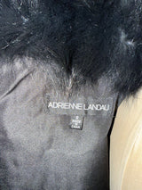 Adrienne Landau Size S Black & White Fox Rabbit Lamb Fur Vest