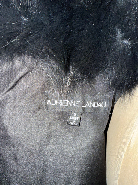Adrienne Landau Size S Black & White Fox Rabbit Lamb Fur Vest