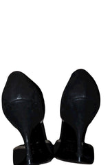 Prada black d’orsay heels with silver buckle (39.5)