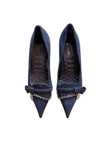 Gucci dark blue suede kitten heels with charms (6)