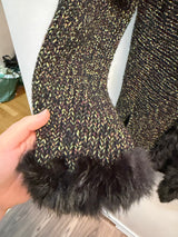 Rani Aribella Cashmere + wool fur trimmed cardigan