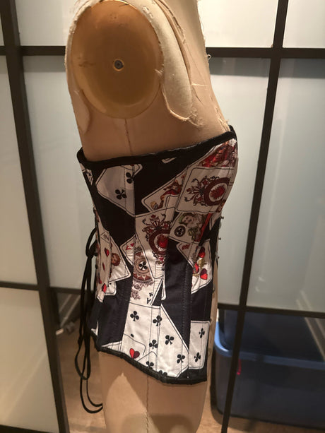 Vintage Size S Black & White Deck of Cards Corset