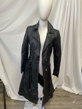 Black Leather Lace-Up Corset Coat
