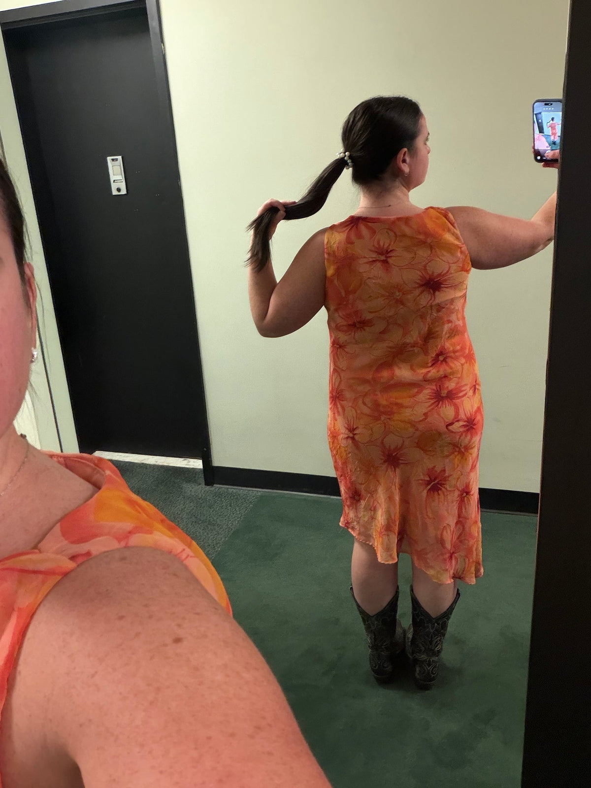 Orange bias cut dress - sku TUV #2444