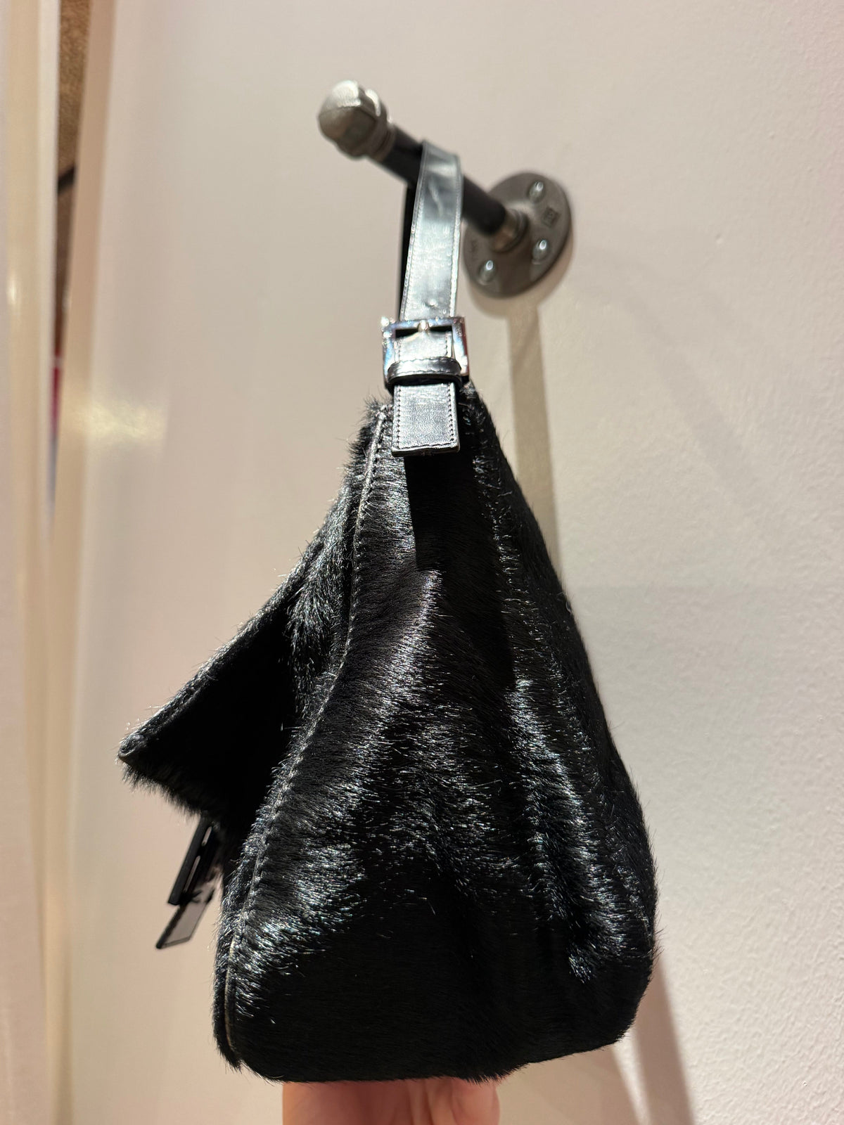 “As Is” Fendi Ponyhair Black Mama Baguette TUV #26135