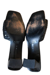 Yves Saint Laurent black sequin sandal heels (9)