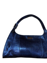 Gucci metallic blue snakeskin bag