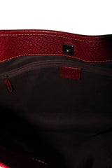 Gucci monogram shoulder bag with burgundy leather detail