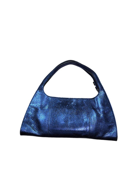 Gucci metallic blue snakeskin bag