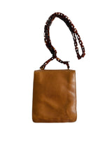 Prada brown leather messenger bag with tortoise chain