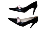 Prada black pump heels with baby pink bows (40)