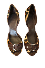 Dior leopard CD hardware peep toe heels (40)