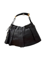 Yves Saint Laurent black leather corset Shangrila Mombasa bag with horn handle