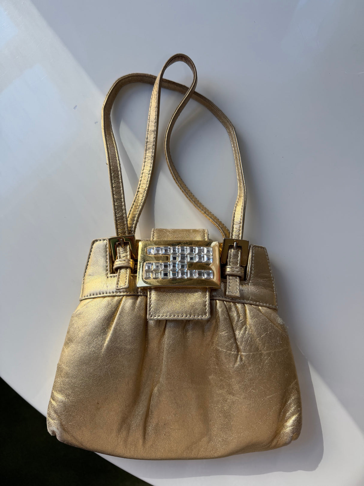 Rare Mini Gold Crystal Embellished Vintage Fendi