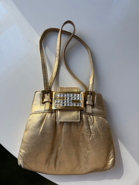 Rare Mini Gold Crystal Embellished Vintage Fendi