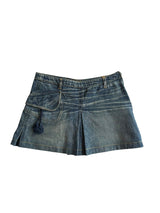 Just Cavalli blue washed denim tassel pleated mini skirt (44)