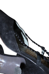 Salvatore Ferragamo black suede heels with braided slingback detail (10)
