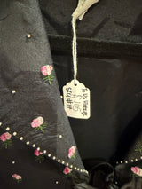 Odille 100% silk black and rose blazer / sku TUV #17