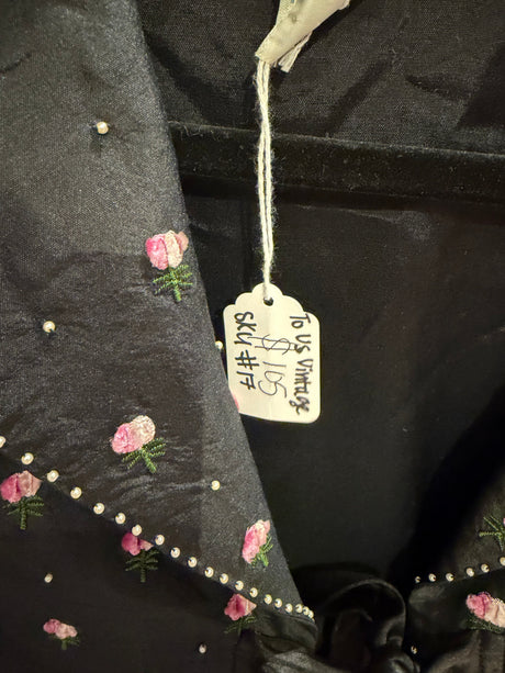 Odille 100% silk black and rose blazer / sku TUV #17