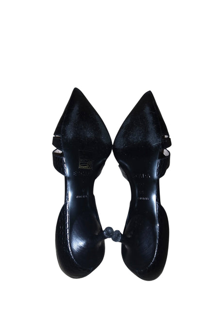Escada black pointed toe croc kitten heels (37.5)