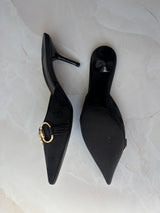 Gucci US 6 Black GG Monogram Canvas Pointed Toe Mule