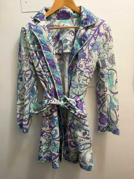 Vintage 1960s/70s Emilio Pucci for Formfit Rogers Blue and Purple Mini Dress and Matching Robe size Small