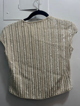 Stunning Giorgio Armani White Beaded Cropped Sleeveless Evening Jacket