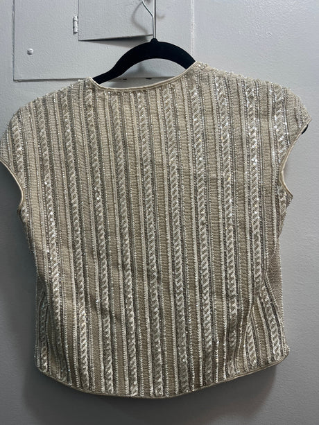 Stunning Giorgio Armani White Beaded Cropped Sleeveless Evening Jacket