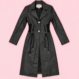 Black Leather Lace-Up Corset Coat