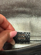 Gucci limited edition black beaded silver belt buckle clutch