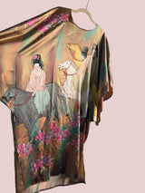 100% silk printed kaftan - sku tuv #22345