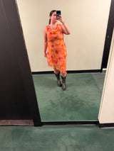Orange bias cut dress - sku TUV #2444