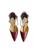Manolo Blahnik burgundy lizard t-strap slingback heels (39)