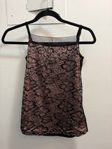 Pink and black Lacey floral and sparkle spandex tank