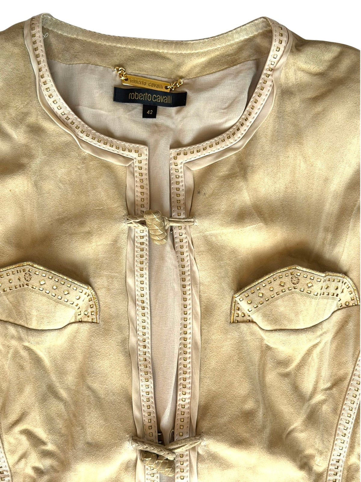 Roberto Cavalli camel suede jacket with fringes (42)