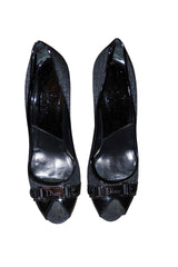 Dior black monogram peep toe heels with silver logo hardware (41)