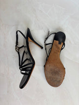 Gucci EU 38.5 Black Leather Strappy Slingback Sandal