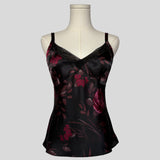 Floral silky mesh trim cami