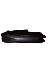Fendi dark brown baguette bag with green stone logo