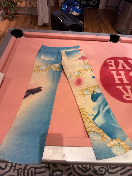 Vintage Rare 2001 Roberto Cavalli Elizabeth Taylor eye jeans size large - TUV #35291