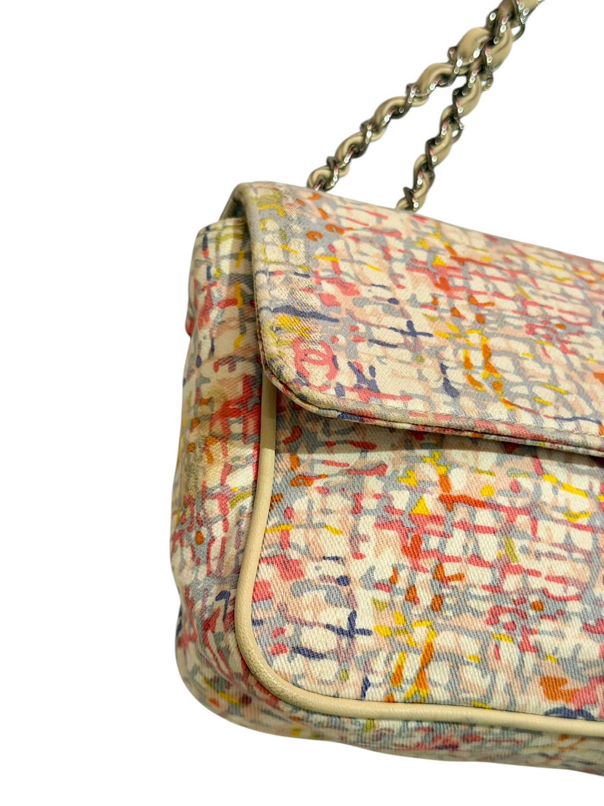 Chanel canvas watercolor clover flap bag