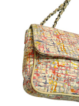 Chanel canvas watercolor clover flap bag