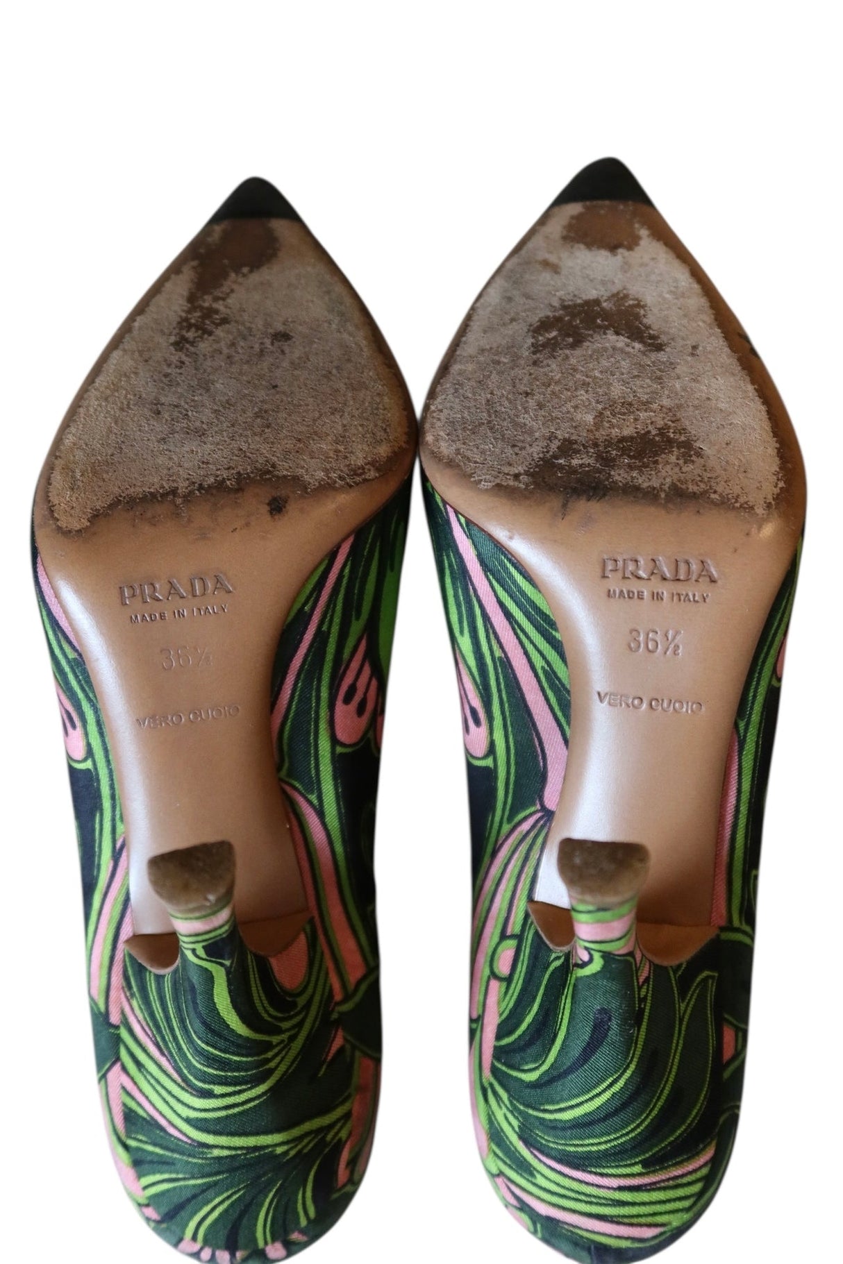 Prada green and pink floral heels (36.5)