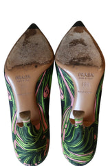 Prada green and pink floral heels (36.5)