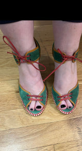 Marni Green Sandals with red leather details - size 38