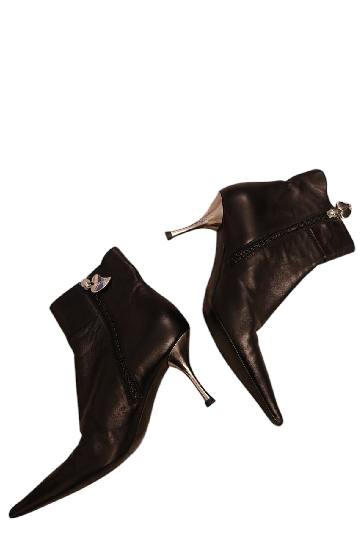 Escada black boots with silver logo hardware (35.5)